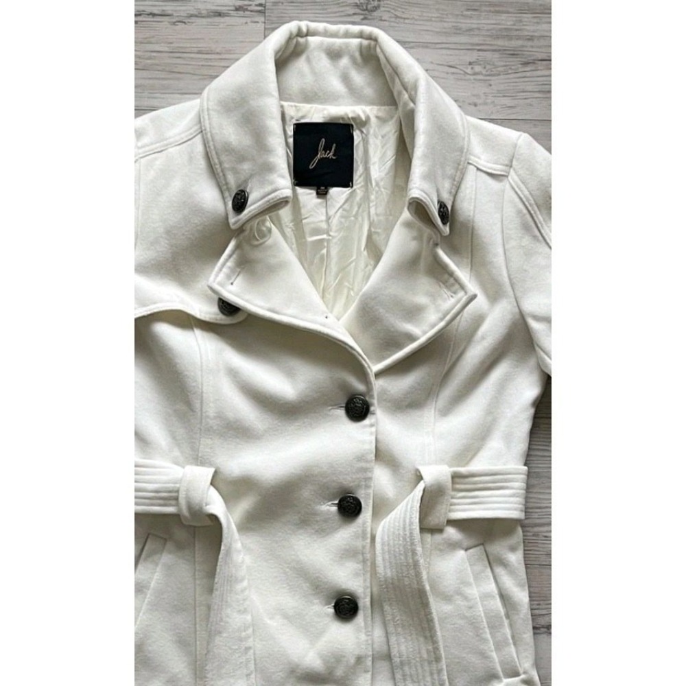Jack Belted‎ Peacoat Jacket Women's Medium Bronze-Tone Metal Buttons Chic - Picture 3 of 11